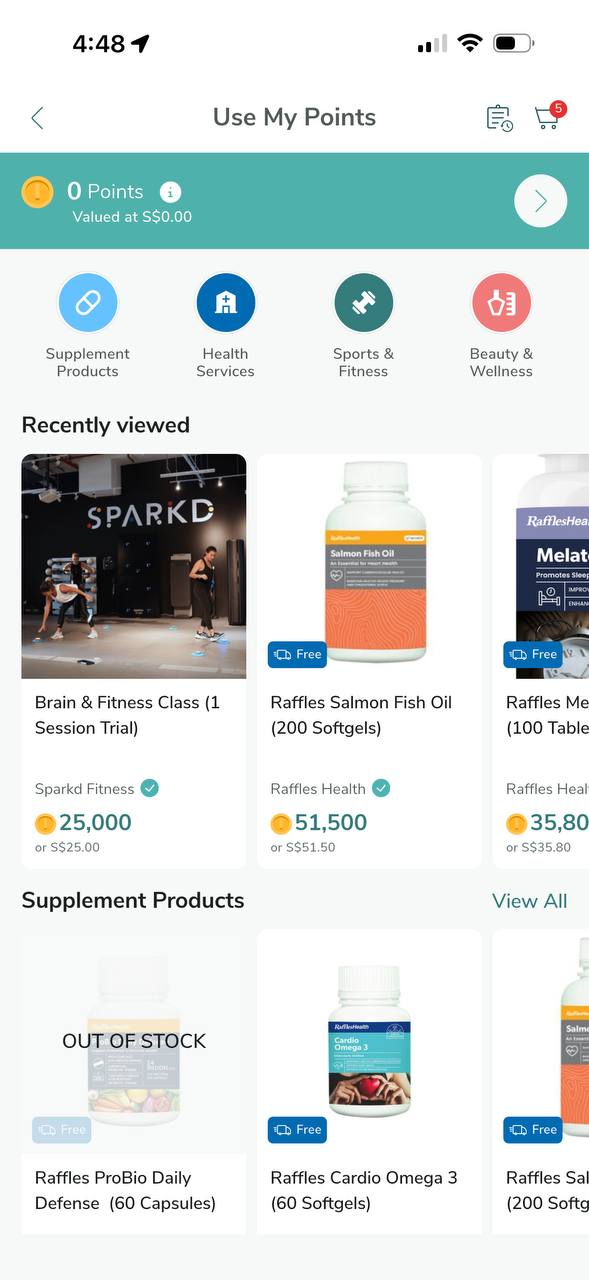 Care app: Use My Points marketplace, live in market