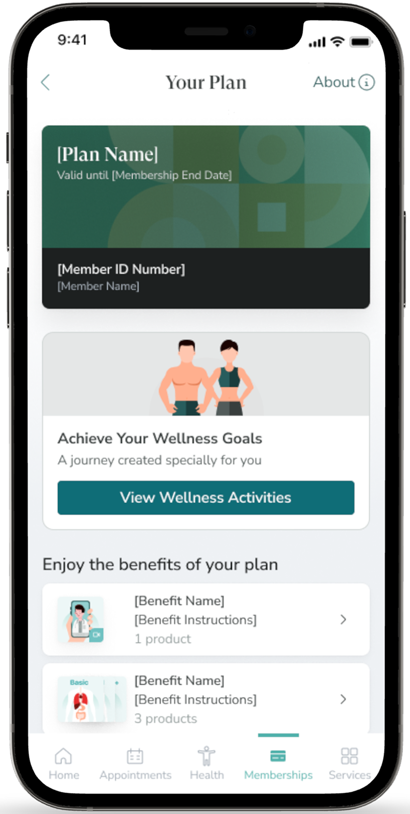September 2022 corporate membership landing screen