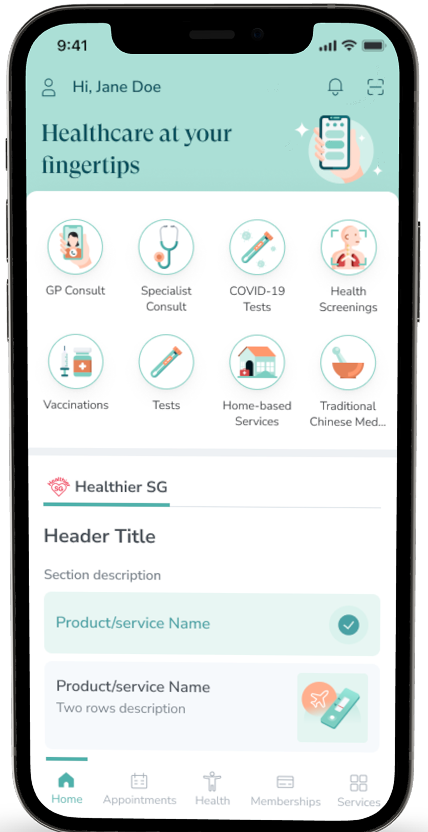 September 2022 Care home screen with healthcare services